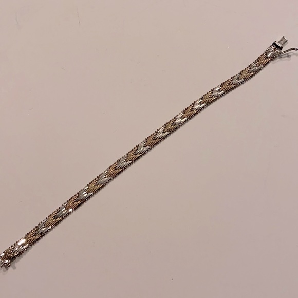 Jewelry - Gold Silver Woven Chevron Bracelet 7” Jewelry